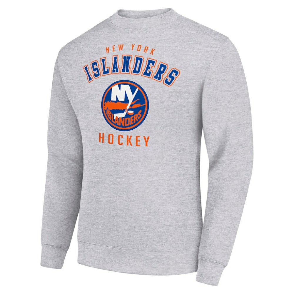 New York Islanders Men's Starter Team Logo Fleece Pullover Sweatshirt Heather Gray