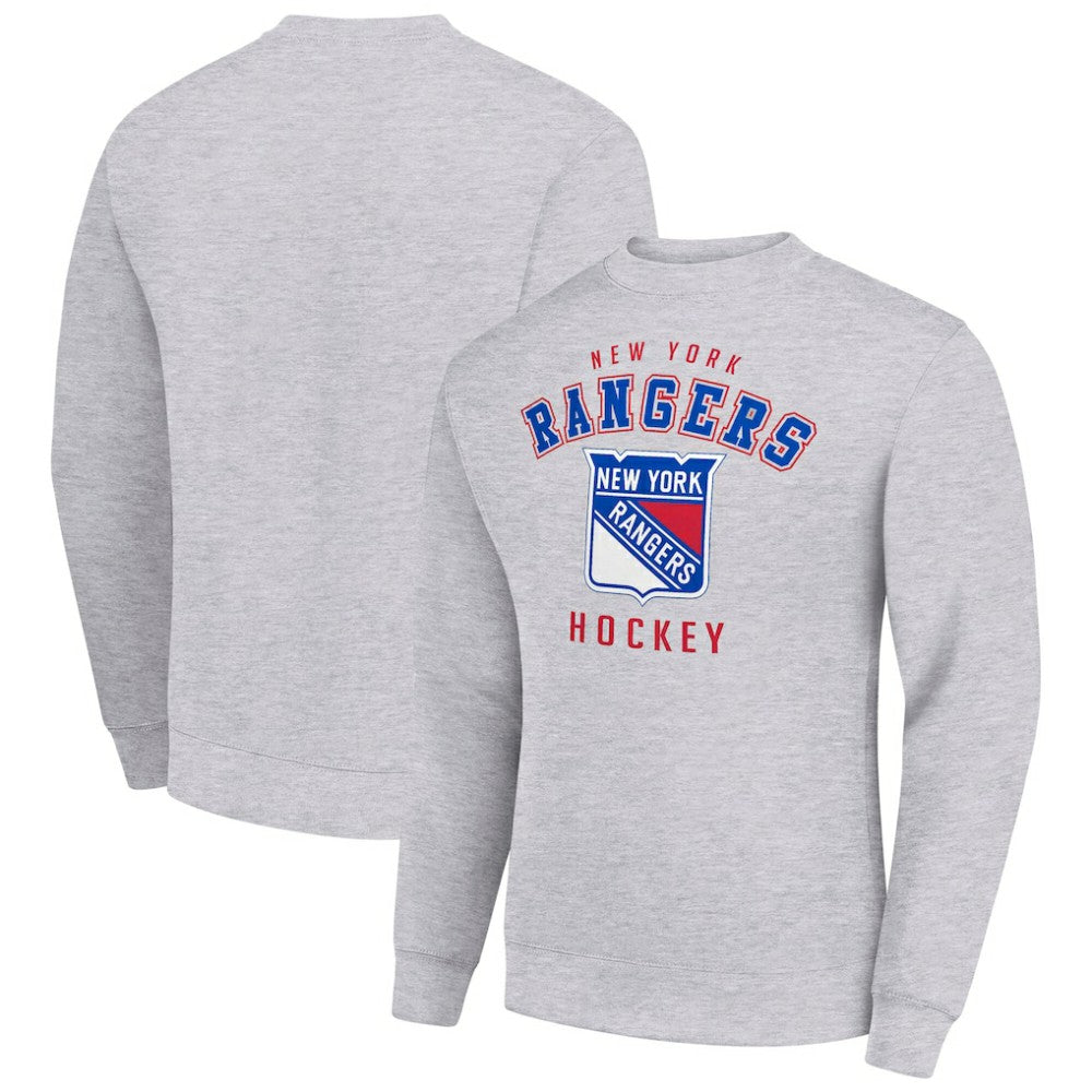 New York Rangers Men's Starter Team Logo Fleece Pullover Sweatshirt Heather Gray