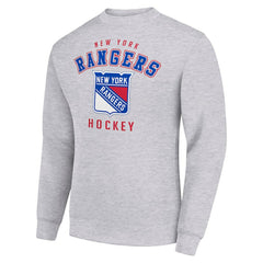 New York Rangers Men's Starter Team Logo Fleece Pullover Sweatshirt Heather Gray