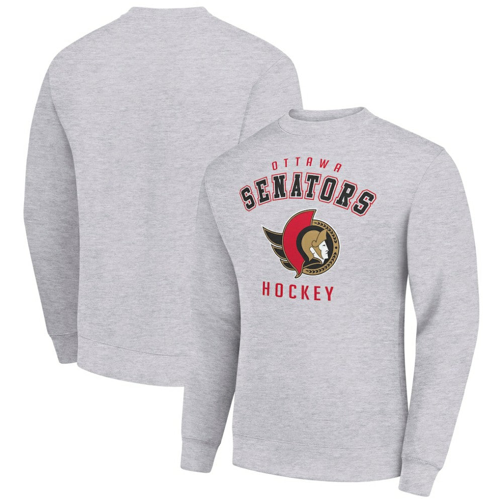 Ottawa Senators Men's Starter Team Logo Fleece Pullover Sweatshirt Heather Gray