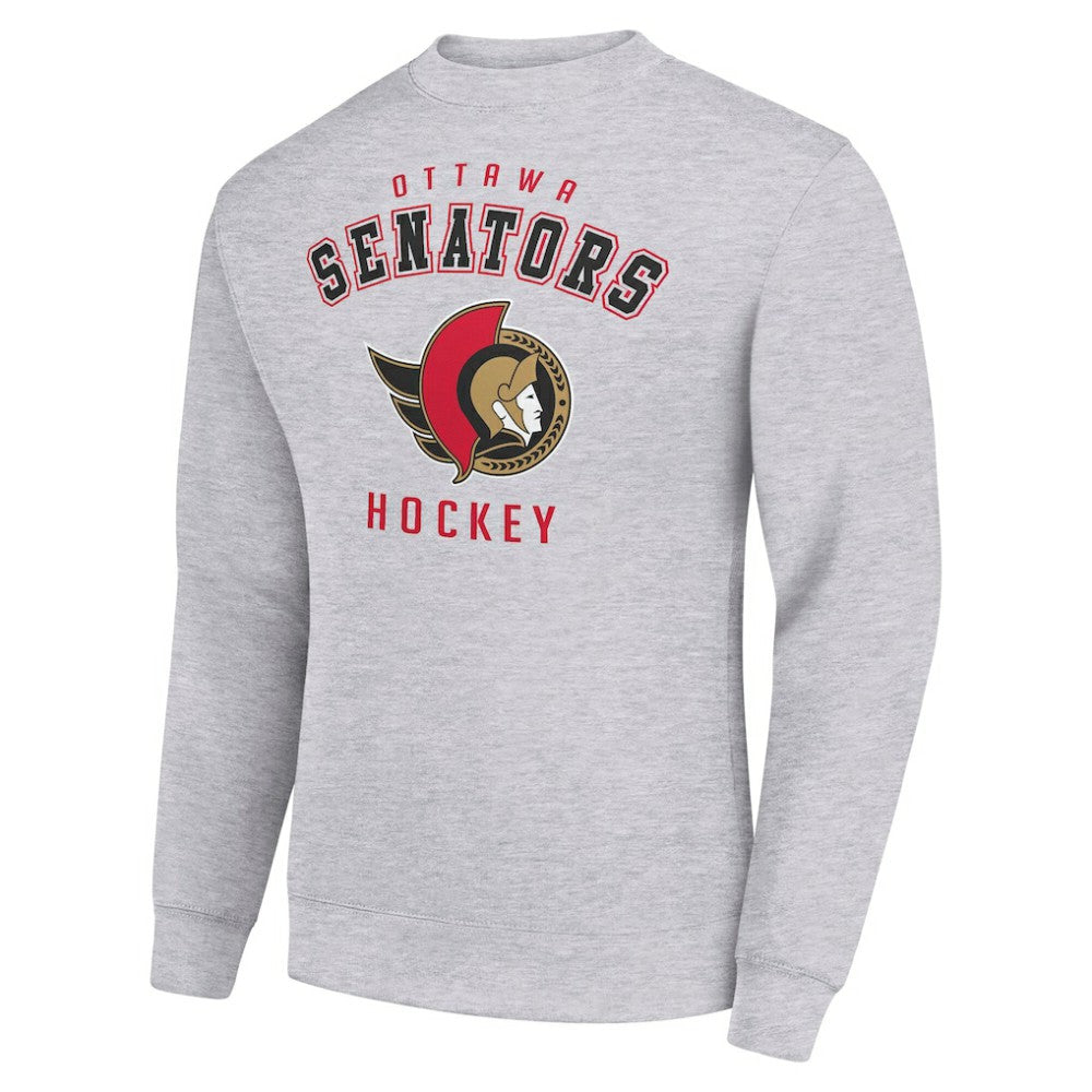 Ottawa Senators Men's Starter Team Logo Fleece Pullover Sweatshirt Heather Gray