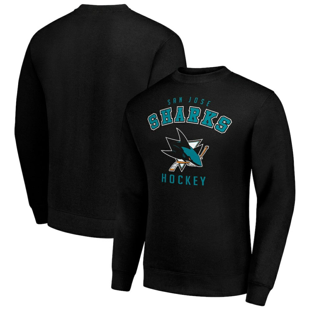 San Jose Sharks Men's Starter Team Logo Fleece Pullover Sweatshirt Black