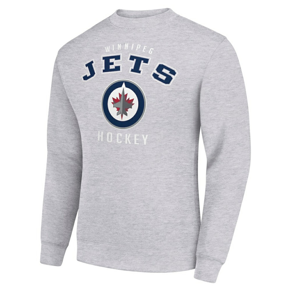 Winnipeg Jets Men's Starter Team Logo Fleece Pullover Sweatshirt Heather Gray