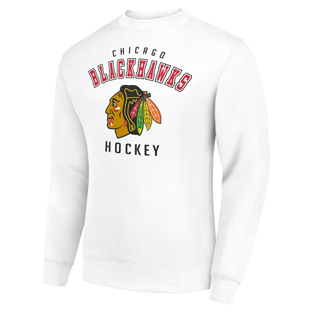 Chicago Blackhawks Men's Starter Team Logo Fleece Pullover Sweatshirt White