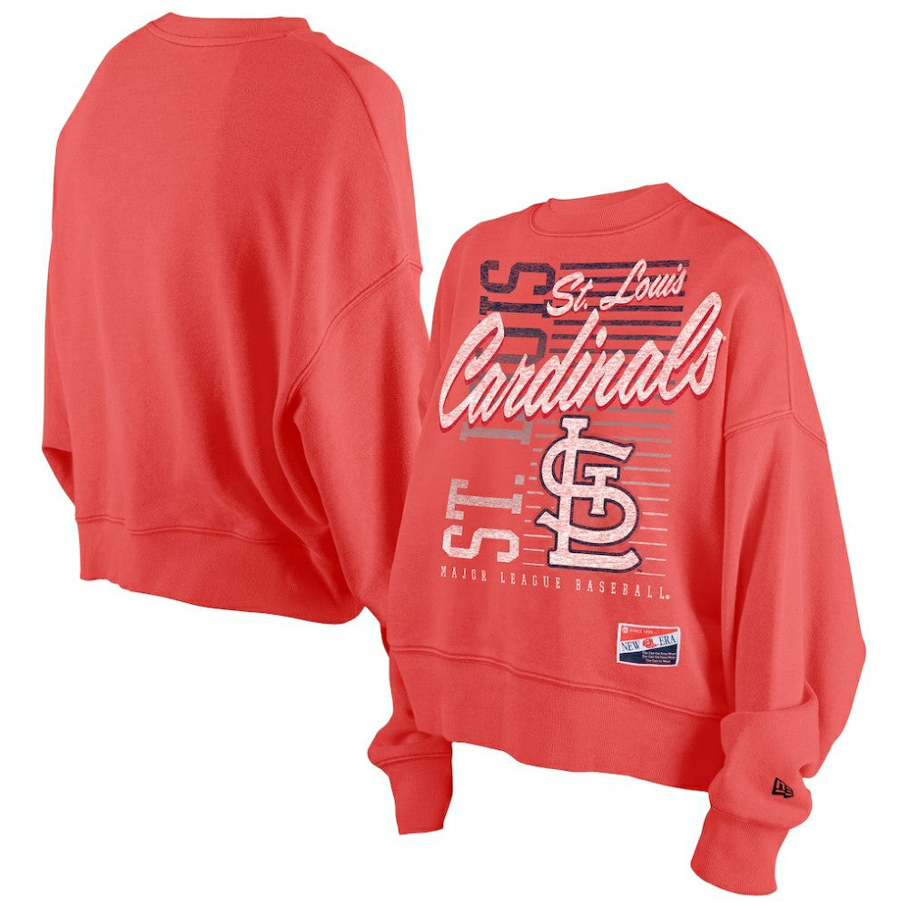 St. Louis Cardinals Women's Boxy Mineral Wash Dolmen Sleeve Cropped Sweatshirt Red | New Era