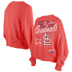 St. Louis Cardinals Women's Boxy Mineral Wash Dolmen Sleeve Cropped Sweatshirt Red | New Era