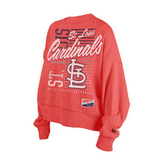 St. Louis Cardinals Women's Boxy Mineral Wash Dolmen Sleeve Cropped Sweatshirt Red | New Era