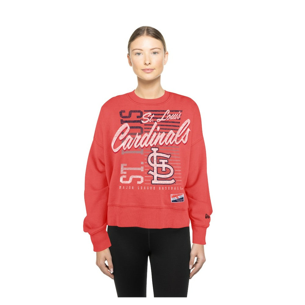 St. Louis Cardinals Women's Boxy Mineral Wash Dolmen Sleeve Cropped Sweatshirt Red | New Era
