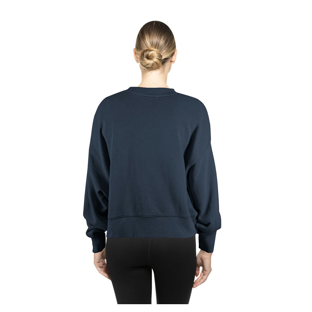 Cleveland Guardians Women's Boxy Mineral Wash Dolmen Sleeve Cropped Sweatshirt Navy | New Era