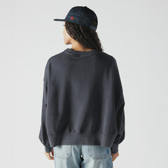 Boston Red Sox Women's Boxy Mineral Wash Dolmen Sleeve Cropped Sweatshirt Navy | New Era