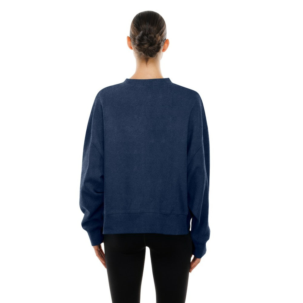 Boston Red Sox Women's Boxy Mineral Wash Dolmen Sleeve Cropped Sweatshirt Navy | New Era