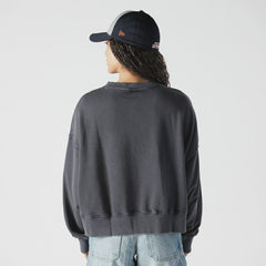 Houston Astros Women's Boxy Mineral Wash Dolmen Sleeve Cropped Sweatshirt Navy | New Era