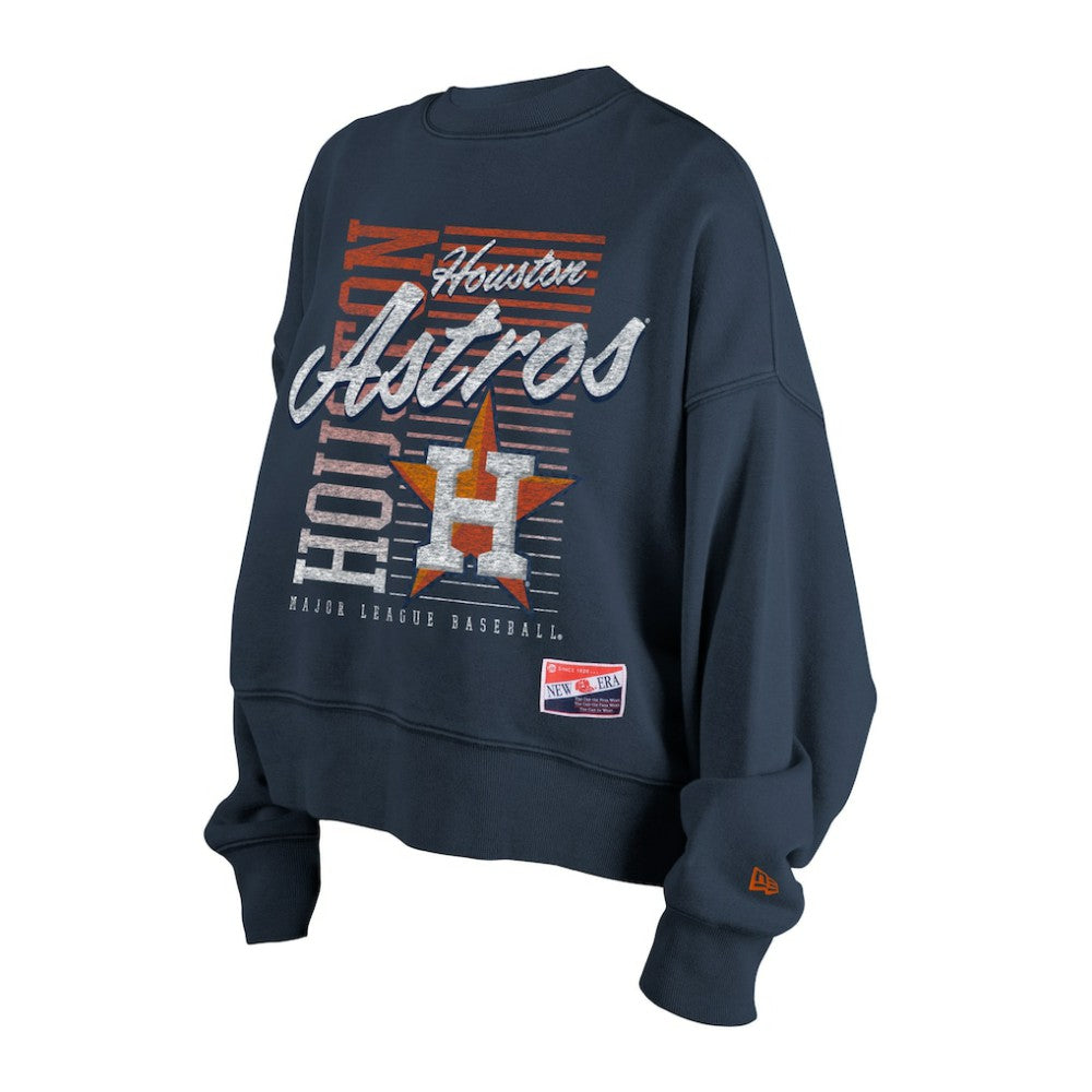 Houston Astros Women's Boxy Mineral Wash Dolmen Sleeve Cropped Sweatshirt Navy | New Era