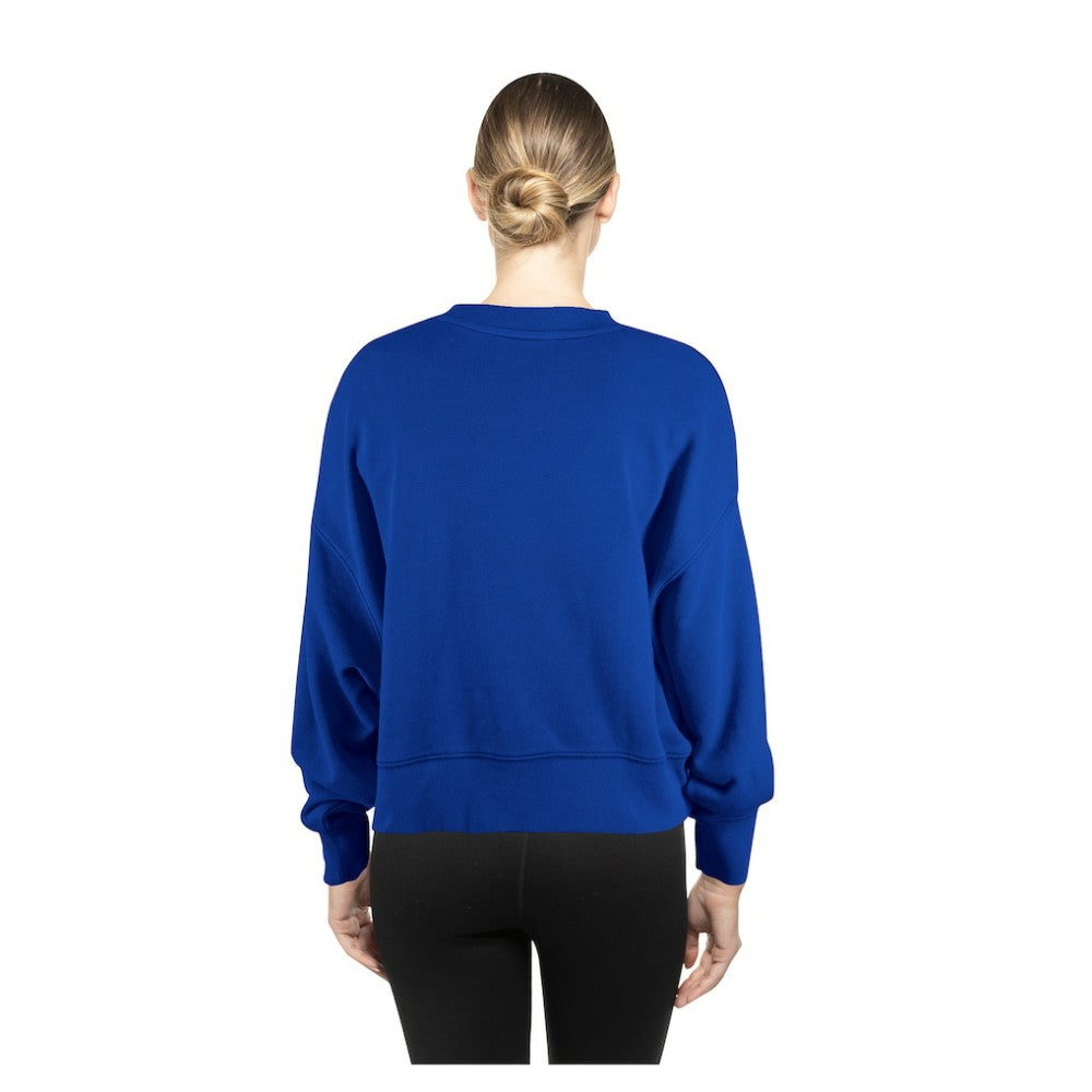 New York Mets Women's Boxy Mineral Wash Dolmen Sleeve Cropped Sweatshirt Royal | New Era