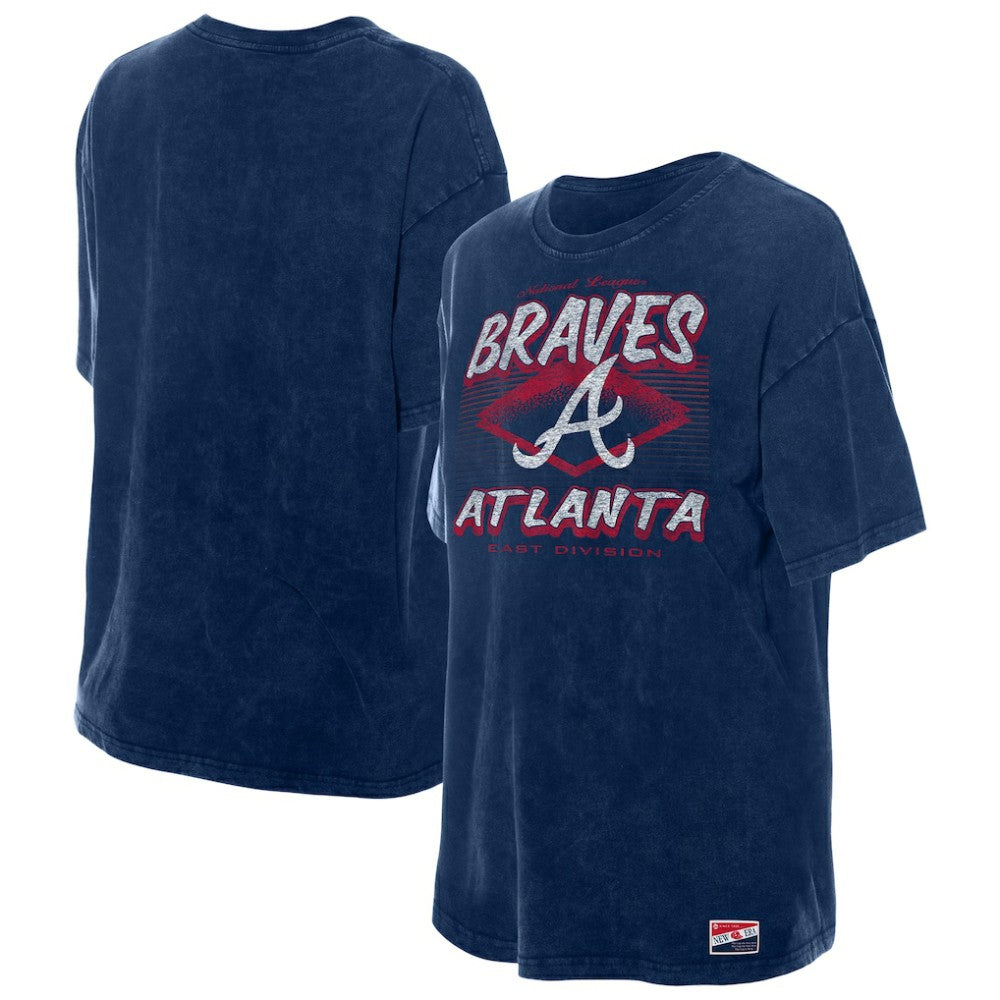 Atlanta Braves Women's Mineral Wash Oversized T-Shirt Navy | New Era