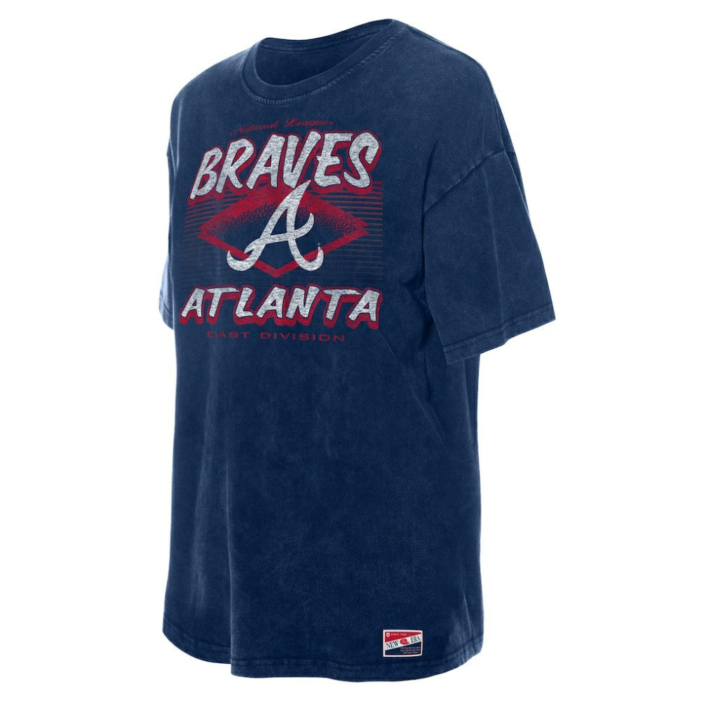 Atlanta Braves Women's Mineral Wash Oversized T-Shirt Navy | New Era