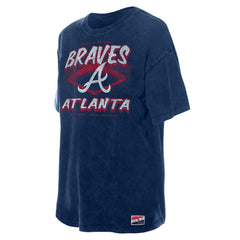 Atlanta Braves Women's Mineral Wash Oversized T-Shirt Navy | New Era