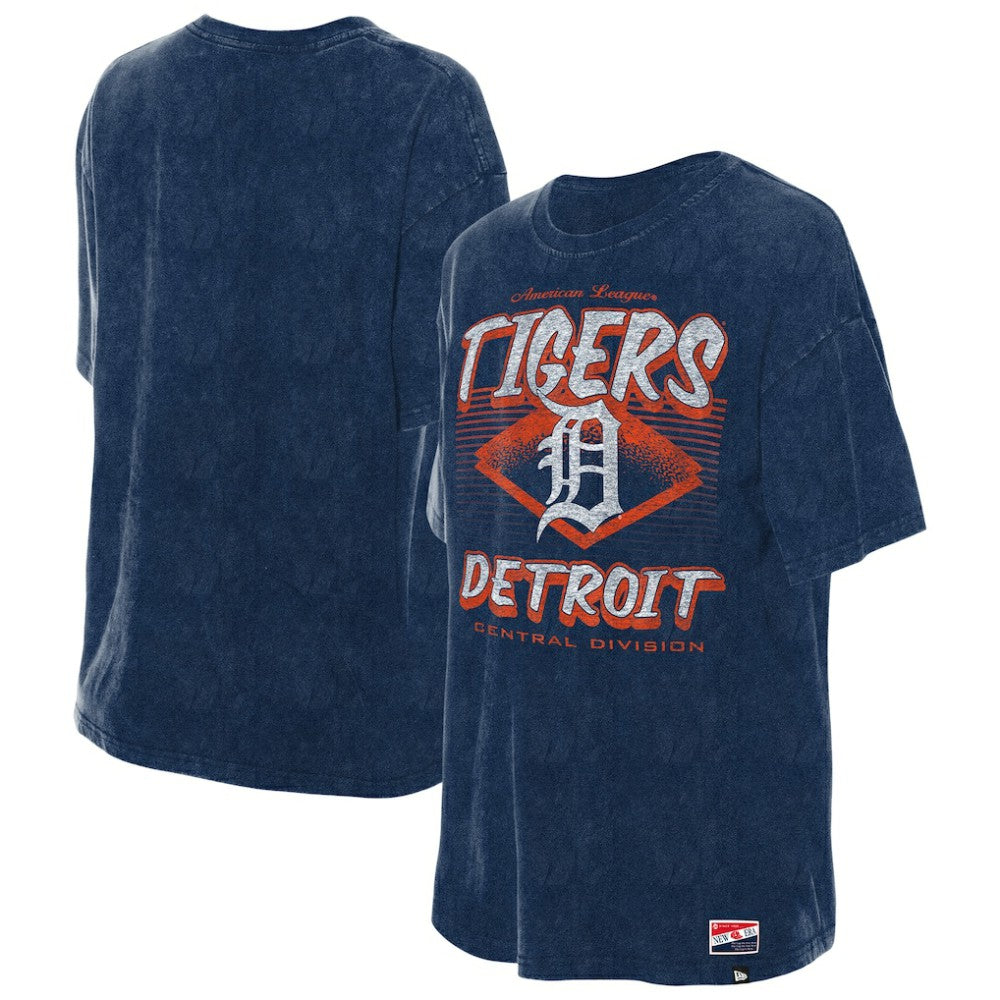 Detroit Tigers Women's Mineral Wash Oversized T-Shirt Navy | New Era