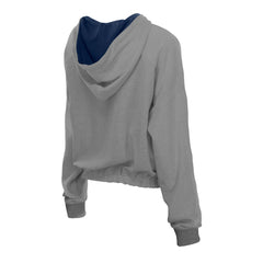Cleveland Guardians Women's Reversed Out French Terry Quarter-Zip Banded Crop Hoodie Heather Gray | New Era
