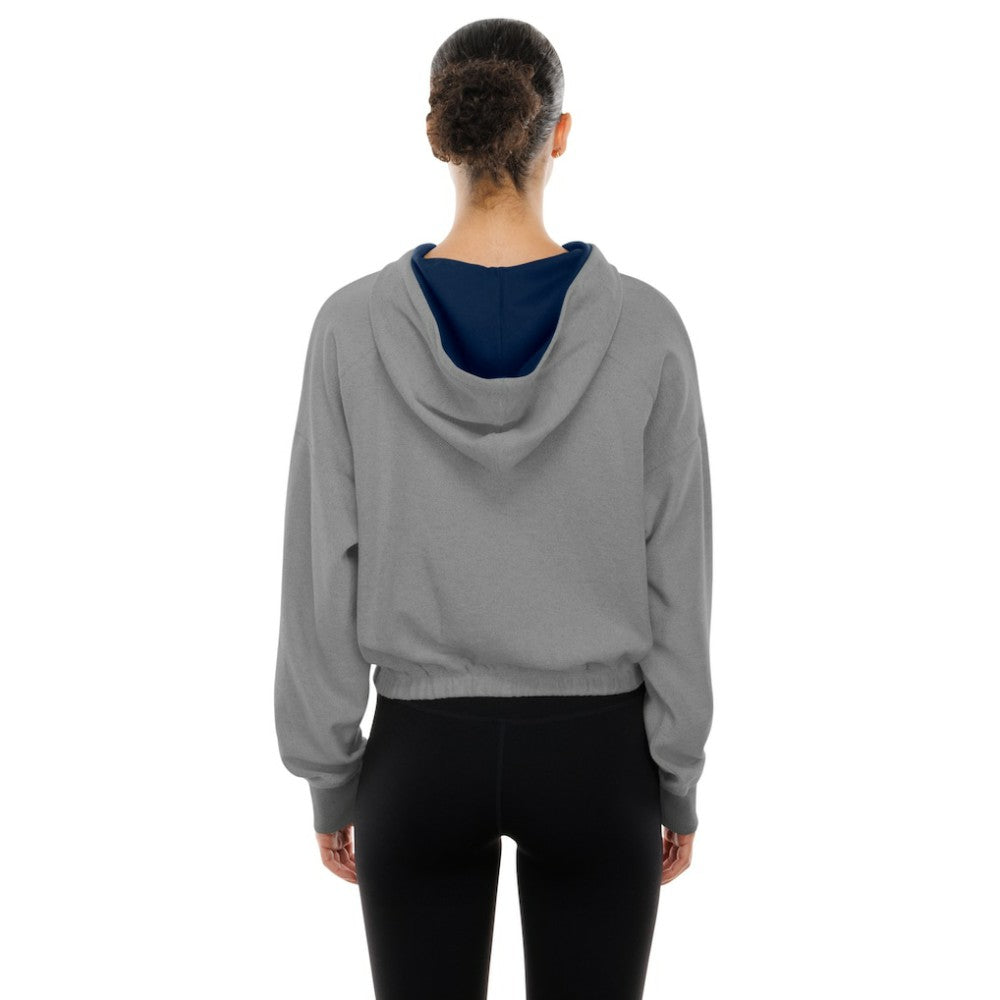 Boston Red Sox Women's Reversed Out French Terry Quarter-Zip Banded Crop Hoodie Heather Gray | New Era