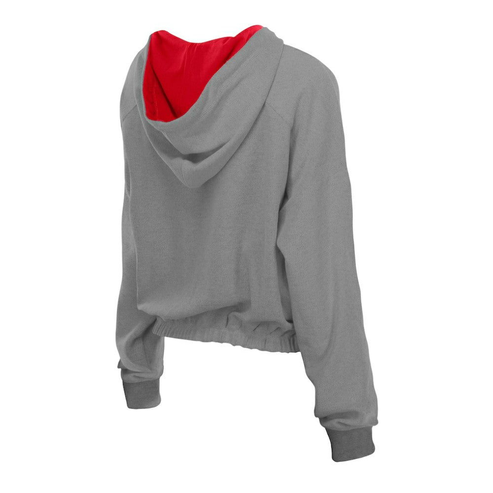 Philadelphia Phillies Women's Reversed Out French Terry Quarter-Zip Banded Crop Hoodie Heather Gray | New Era