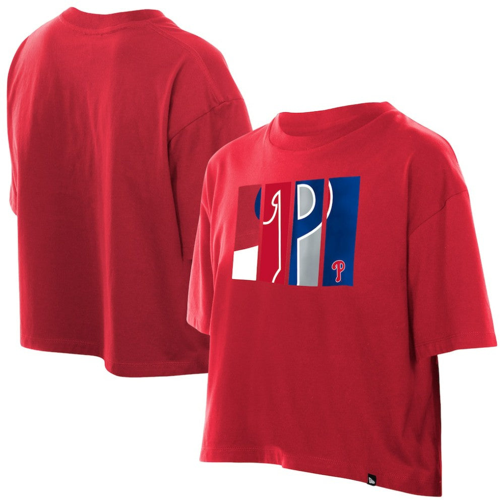 Philadelphia Phillies Women's Boxy Foil Logo T-Shirt Red | New Era