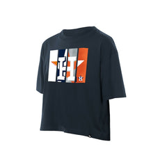 Houston Astros Women's Boxy Foil Logo T-Shirt Navy | New Era