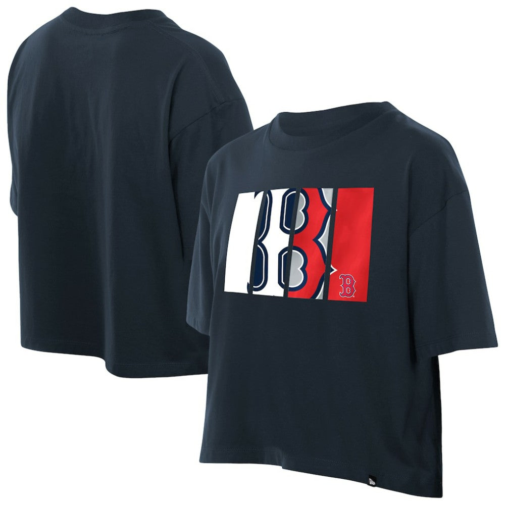 Boston Red Sox Women's Boxy Foil Logo T-Shirt Navy | New Era