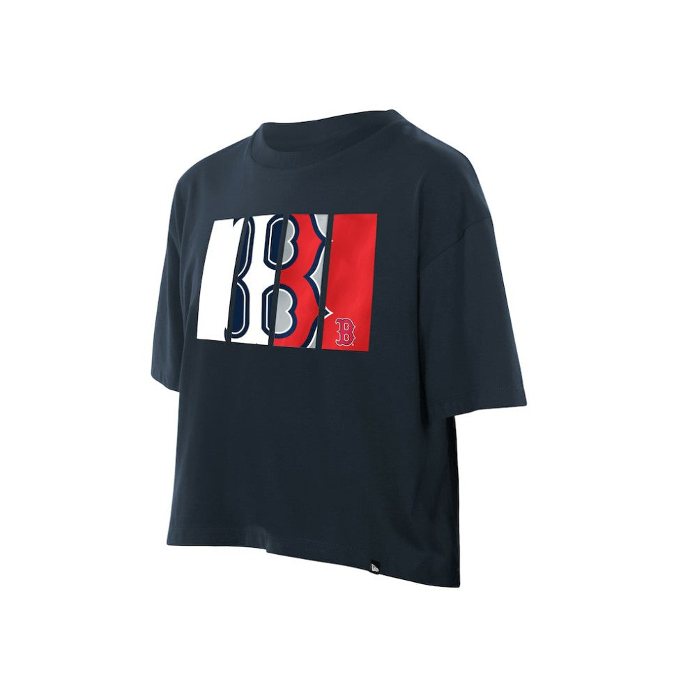 Boston Red Sox Women's Boxy Foil Logo T-Shirt Navy | New Era