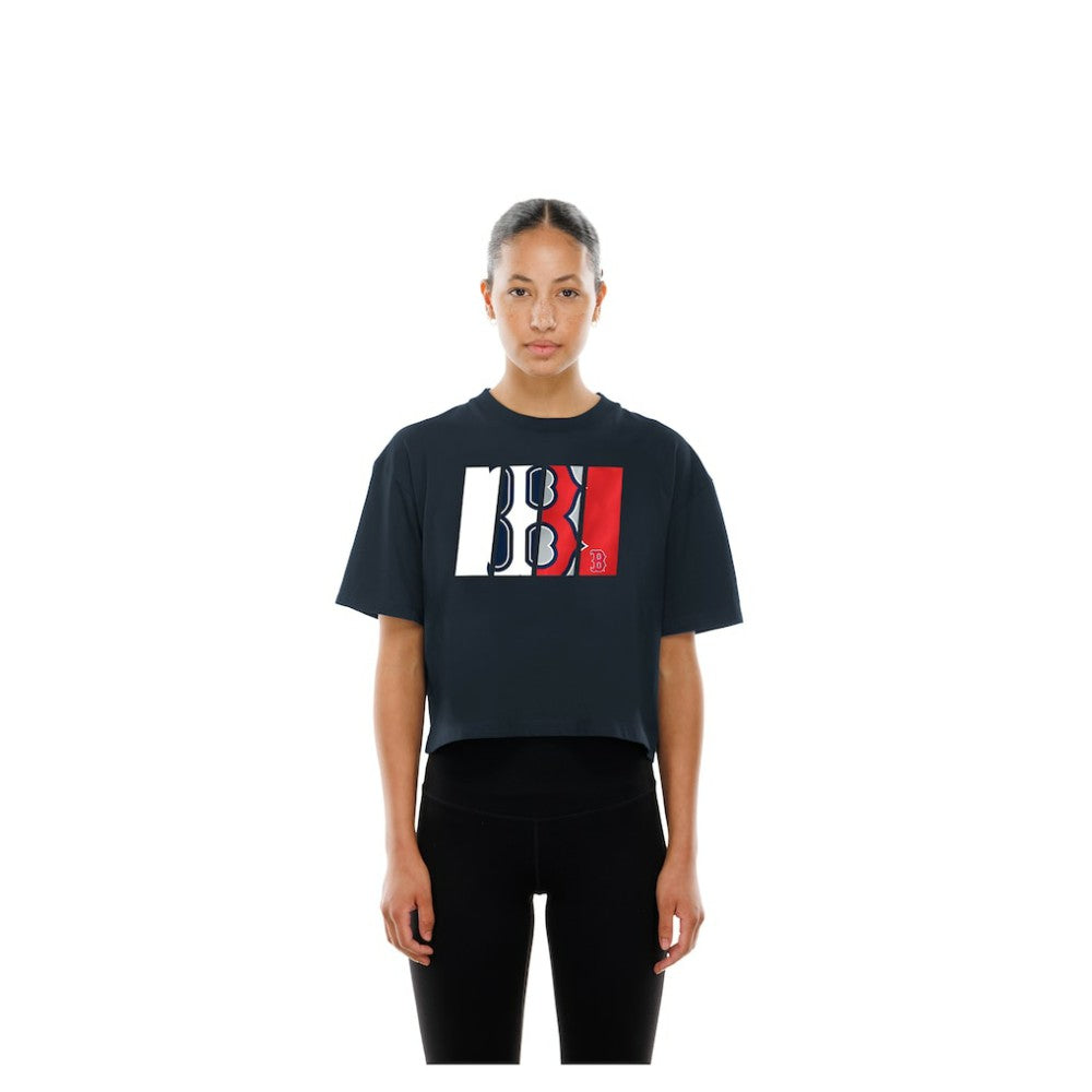 Boston Red Sox Women's Boxy Foil Logo T-Shirt Navy | New Era