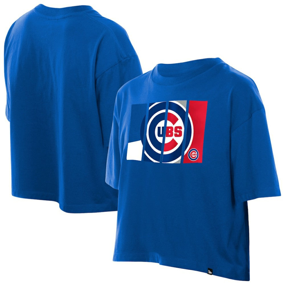 Chicago Cubs Women's Boxy Foil Logo T-Shirt Royal | New Era