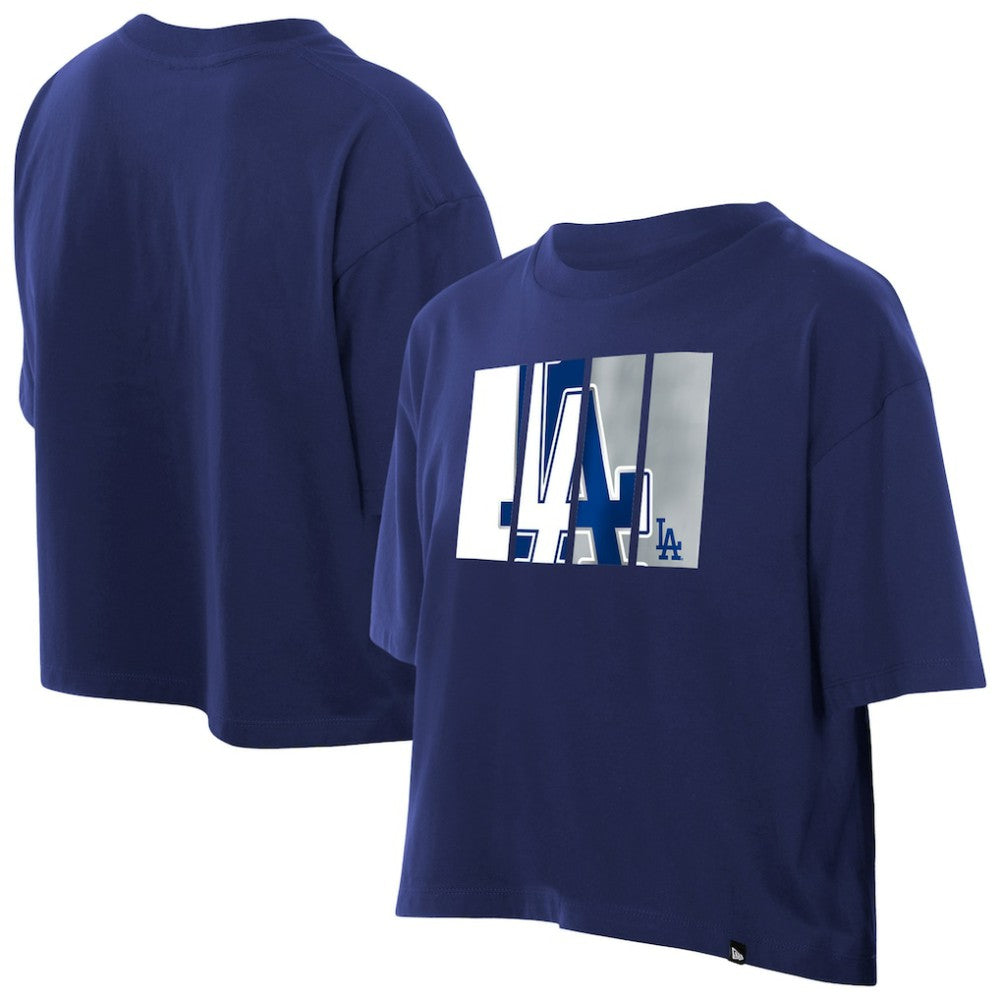 Los Angeles Dodgers Women's Boxy Foil Logo T-Shirt Royal | New Era
