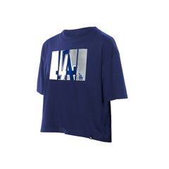 Los Angeles Dodgers Women's Boxy Foil Logo T-Shirt Royal | New Era