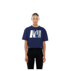 Los Angeles Dodgers Women's Boxy Foil Logo T-Shirt Royal | New Era