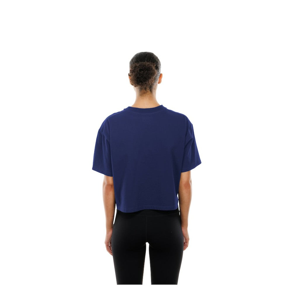 Los Angeles Dodgers Women's Boxy Foil Logo T-Shirt Royal | New Era