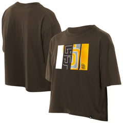 San Diego Padres Women's Boxy Foil Logo T-Shirt Brown | New Era