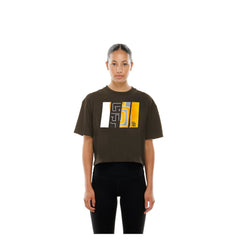 San Diego Padres Women's Boxy Foil Logo T-Shirt Brown | New Era