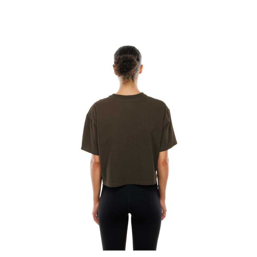 San Diego Padres Women's Boxy Foil Logo T-Shirt Brown | New Era