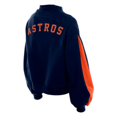Houston Astros Women's Mock Neck Balloon Sleeve Sweatshirt Navy | New Era