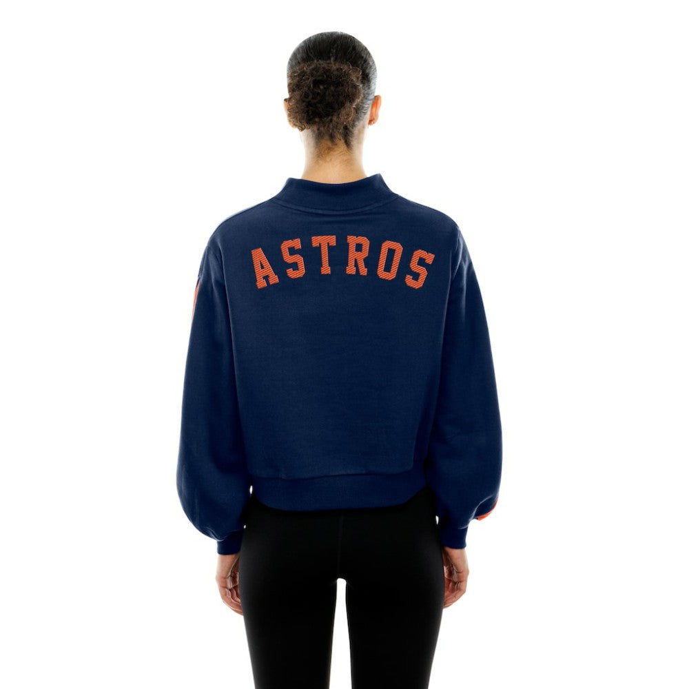 Houston Astros Women's Mock Neck Balloon Sleeve Sweatshirt Navy | New Era