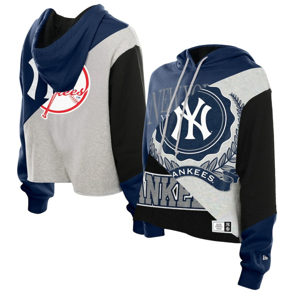 New York Yankees Women's Upcycled Color Block Cropped Boxy Hoodie | New Era