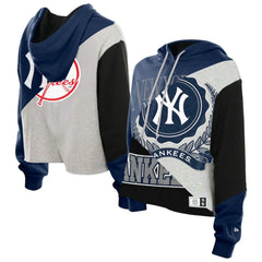 New York Yankees Women's Upcycled Color Block Cropped Boxy Hoodie | New Era