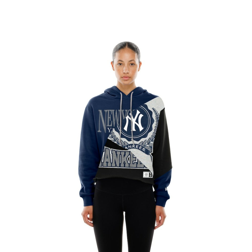 New York Yankees Women's Upcycled Color Block Cropped Boxy Hoodie | New Era