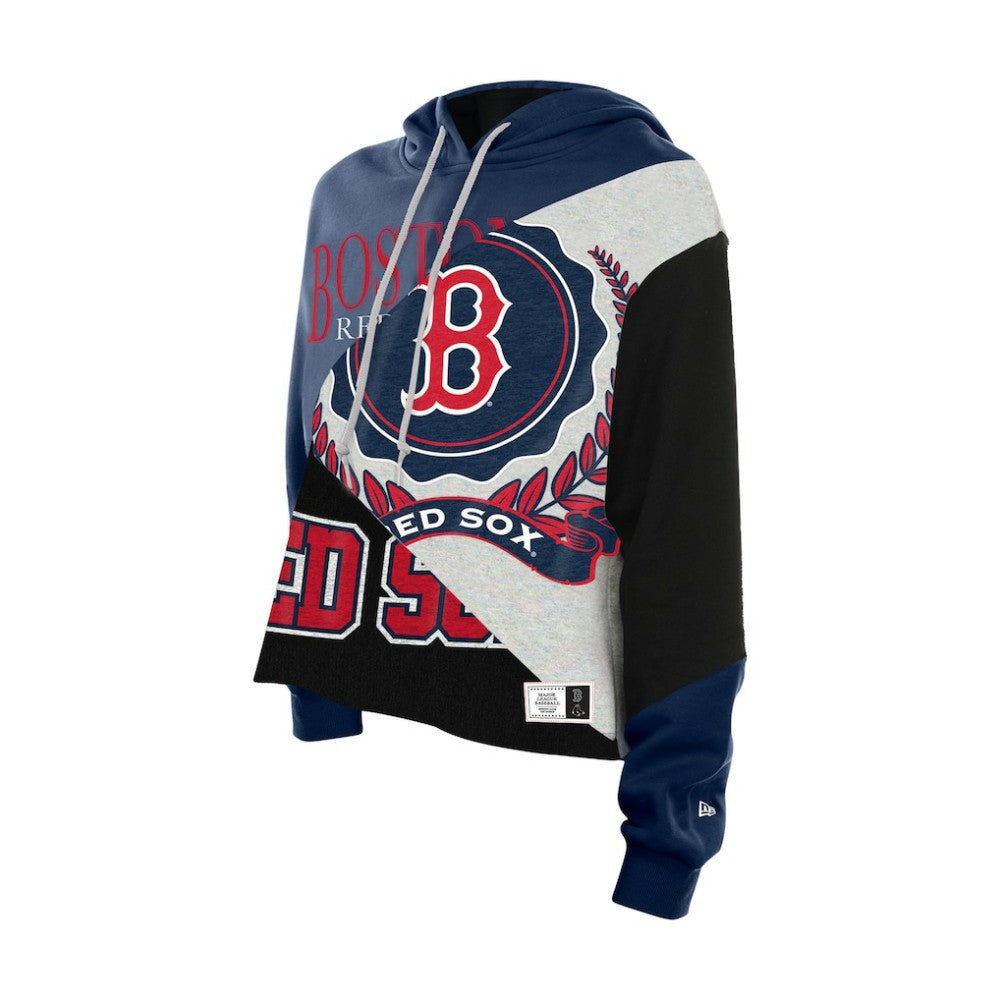 Boston Red Sox Women's Upcycled Color Block Cropped Boxy Hoodie | New Era
