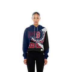 Boston Red Sox Women's Upcycled Color Block Cropped Boxy Hoodie | New Era