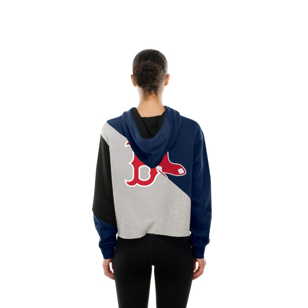 Boston Red Sox Women's Upcycled Color Block Cropped Boxy Hoodie | New Era