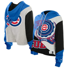 Chicago Cubs Women's Upcycled Color Block Cropped Boxy Hoodie | New Era