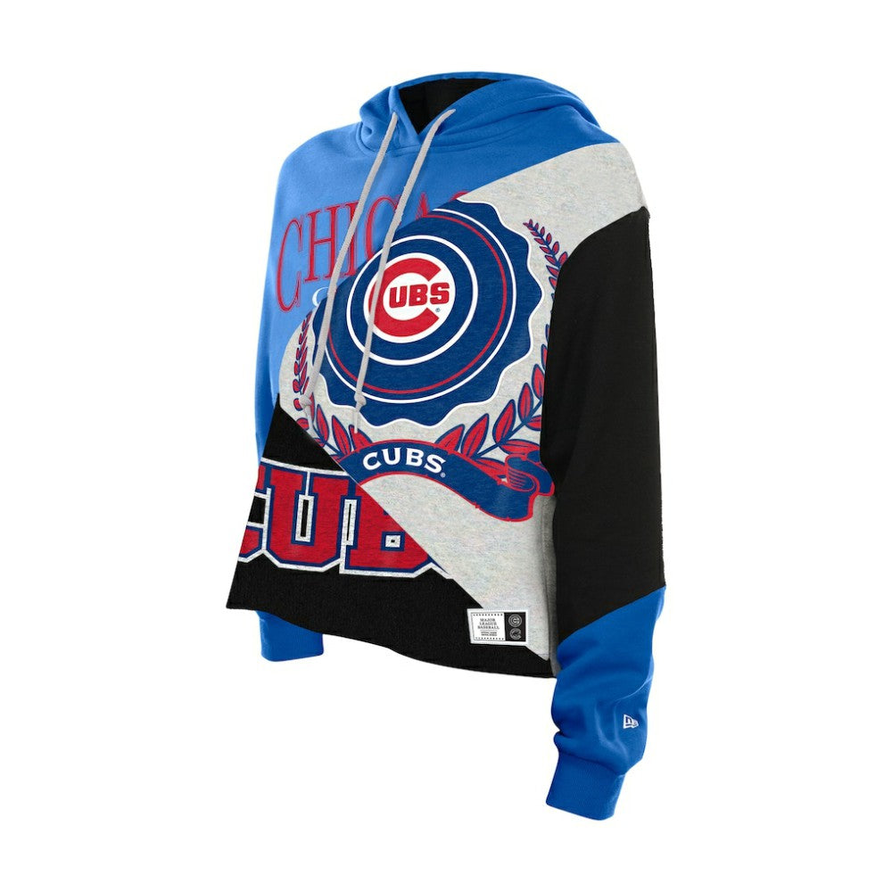 Chicago Cubs Women's Upcycled Color Block Cropped Boxy Hoodie | New Era