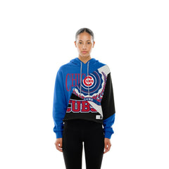 Chicago Cubs Women's Upcycled Color Block Cropped Boxy Hoodie | New Era