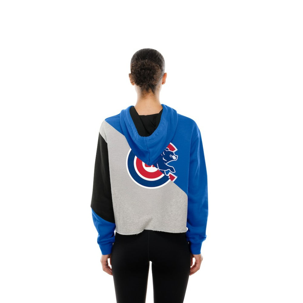 Chicago Cubs Women's Upcycled Color Block Cropped Boxy Hoodie | New Era